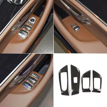 4pcs Uhlíkových Vlákien Štýl ABS Auto Okno Výťah Tlačidlo Rám Orezania pre Mercedes-Benz E-Class W213 2016-2019 Luxusné Modely, Príslušenstvo