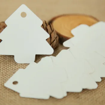 50pcs 5.5*5.4 cm DIY Vianočný Strom Tvar Zavesiť tag Vianočné Party Dekor Papier Karty Darček značku Remeslo