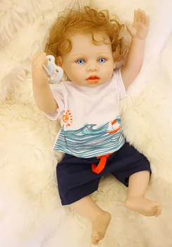 Mini modré oči bebe reborn chlapec bábika 48 cm celého Tela Silikónové Reborns roztomilé bábiky pre deti darček bonecas brinquedo menino angela