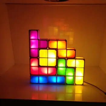 7PCS EÚ Plug Upgrade DIY Tetris Nočné Svetlo Farebné Stohovateľné Tangramu LED Indukčné Spriahnuté Lampa 3D Hračky Darček