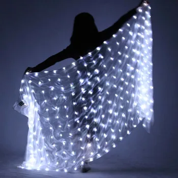 Hodváb, Brušný Tanec LED Hodvábny Závoj Ženy LED Hodvábny Závoj Svetlo Do Brušného Tanca Fáze Výkonu Podpora