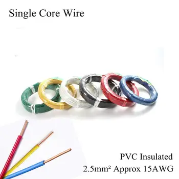 13AWG 2.5mm2 BV Single-Core Kábel Elektrické Drôty Single Strand Tvrdo Linka PVC Izolované Elektrické Čistej Medi Drôtu 2,5 mm Námestie