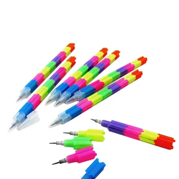 1pc Plastové Farebné Stacker Swap 8Color Časti Budovy Bloku Non-ostrenie Ceruzka Multifunkčné Ceruzka na Office kancelárske potreby