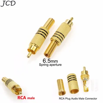 JCD Nové Pozlátené RCA Konektor Audio Konektor Samec Kovové Pružiny pre PC Audio vedi Zváranie DIY Časti Gold Black Metal RCA kovov