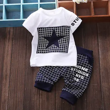 Baby Boy Deti Detská Letné Oblečenie Športové oblečenie T-shirt Top+Nohavice 2 ks Oblečenia Nastaviť