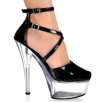 Crystal nohy nahé tenký pás 15 CM sexy ultra vysokým podpätkom pole tanec/performance/star/model topánky, svadobné tanečné topánky