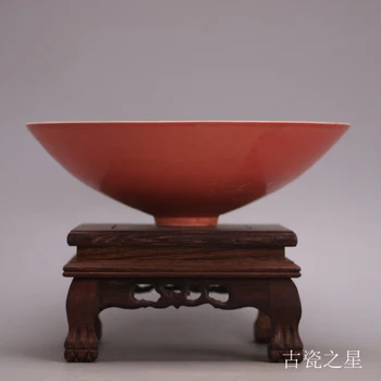 Kolekcia ručne vyrobené červená presklené jeleň klobúk misy z Pieseň Ding pece v Pekingu