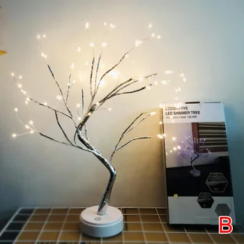 LED Nočné Svetlo Mini Vianočný Stromček Medený Drôt Garland Lampa Deti Spálne Dekorácie Hogard