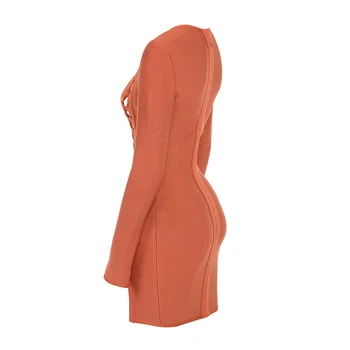Halinfer 2019 Jeseň Sexy ženy šaty Orange Čipky tvaru Asymetrické Obväz Elegantné Homeciming Večer party šaty