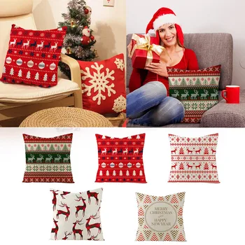 Vianočné Vankúš Červená Obliečka Na Vankúš Sofa Vankúš Obliečok Sedadlo Auta Domova Vankúš Vianočné Dekorácie Pre Domov