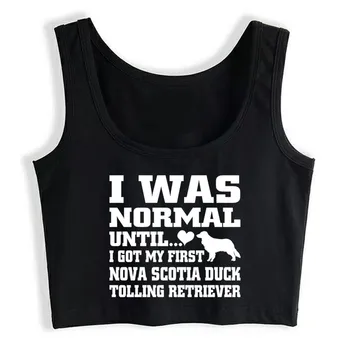 Orezať Začiatok Žena Nova Scotia Duck Tolling Retriever Základné Čiernej Tlače Topy Ženy