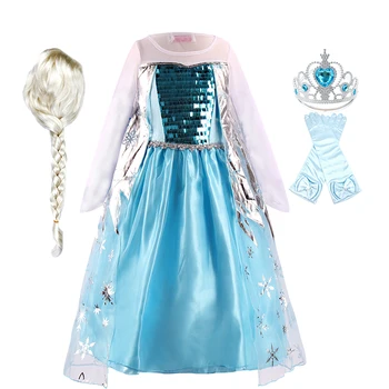 Snehová Kráľovná, Princezná Elsa Šaty Dieťa Dievča Kostým Princezná Zdobiť Deti Narodeninovej Party Vianočné Fantasy Loptu Večerné Šaty