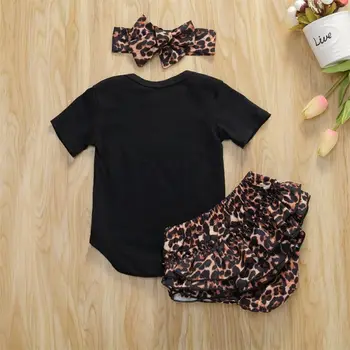 3KS Lete Novorodenca Dievča Leopard Oblečenie, Oblečenie Romper Prehrabať Šortky hlavový most
