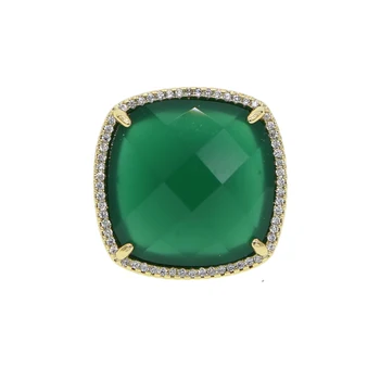 2019 Nové Luxusné AAA Cubic Zirconia Geometrické veľké Námestie zelená 19 mm Kameň Prstene pre Ženy, dievča módneho svadobný Dar Krúžok Šperky