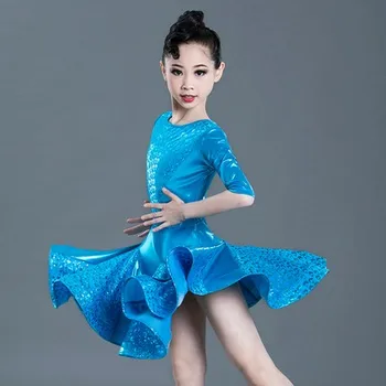 2020 Latinské Tanečné Šaty Dievčatá Fishbone Sukne Páva Vzor Salsa Šaty Dievča Samba Deti Sukne Salsa Tango, Tanec Tanečná Sála