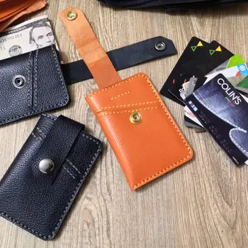 Кожаный кошелек с тонким передним карманом для мужчин и женщин, держатель для карт ручной работы из натуральной кожи, до 8 карт