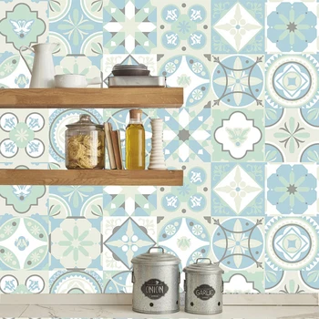 Maroko Arabčina Zelené Dlaždice Samolepky Na Stenu Kuchyňu, Kúpeľňu Home Decor Art Nástenné Lesk Povrchu Nepremokavé Stene Plagát Customed