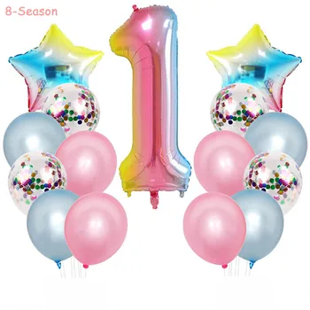 8-Sezóna Dúha Unicorn Jeden Rok Happy Birthday Party Balón Bezfarebné Baby Sprcha Globos Jednorožec Party Dekorácie