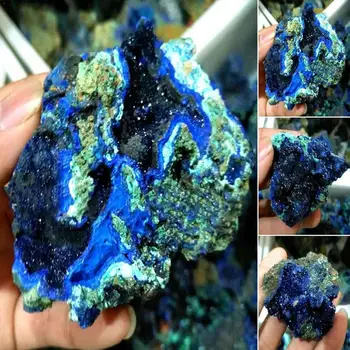 1 ks Prirodzené Azurite Malachit Geode Crystal Minerálny Kameň Reiki Vzor Uzdravenie