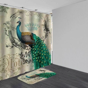 Peacock Vaňa Záclony Retro Kvet Vtákov Sprchový Záves Nepremokavé Kúpeľňa Polyesterových Vlákien Čínske Kúpele Obrazovke Kúpeľňa Decor