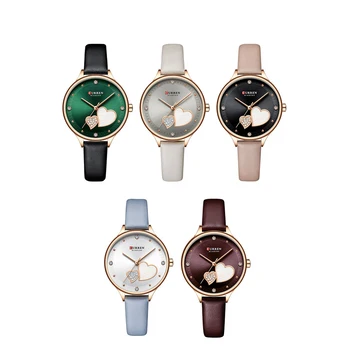 CURREN dámske Hodinky Top Značky Luxusné Quartz Kožené Náramkové hodinky s Drahokamu Elegantné Hodiny Pre Ženy Šaty Hodiny pre Ženy