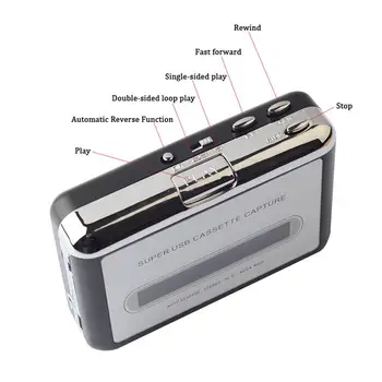 Kazetový Prehrávač USB Kazeta na MP3 Converter Zachytiť Zvuk Prehrávač Hudby Páskovej Kazety Nahrávač