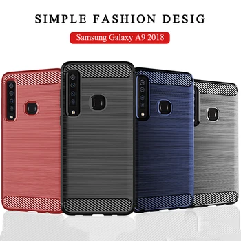 Pre Samsung Galaxy A9 2018 Prípade Kartáčovaný Silikónové Uhlíkových Vlákien Textúra shockproo Zadný Kryt Pre Samsung A9 Pro 2018 Telefón Prípade