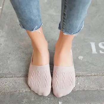 Ženy Neviditeľné Ponožky Farbou Žena Členok Priedušná Nízke Ponožky Bežné Bavlna Non-slip Loď Ponožky sokken