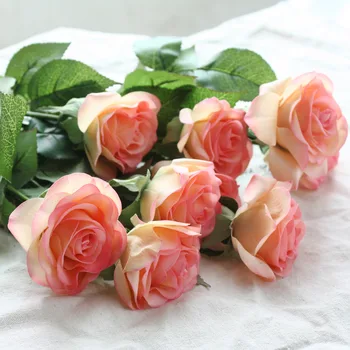 12pcs/veľa Umelé Kvety Latex Skutočný Dotyk Ruže, Kvety, Svadobné Kytice Domov Stranou Falošný Kvety Decor Rose Party Dodávky