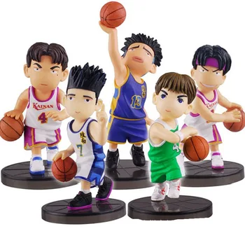 8 cm NOVÉHO 5 ks/veľa Založené Cartoon Slam Dunk Shohoku Basketbalového Hráča Obrázok Hračky Hanamichi Rukawa Kaede Anime Model