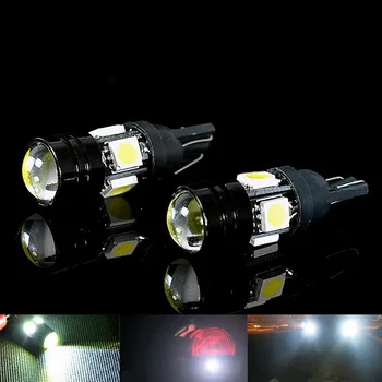 2 ks/PackT10 Auto LED Auto Signál Lampa 5W-12V Žiarovky S Bifocal Objektív Biele Svetlo Hot Predaj Auto Príslušenstva Vysokej Kvality