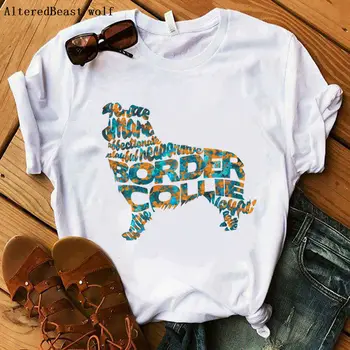 Border Kólia tričko pizza milenca beží T-Shirt vytlačené ženy krátky rukáv móde topy žena roztomilý zábavné border kólia oblečenie