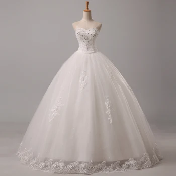 Úplne Nové Svadobné Šaty Elegantné Princezná Skutočnými Biela/Ivory Milú Čipky Späť Svadobné Šaty Plesové Šaty Formálne Šaty