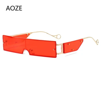 AOZE 2020 módy v pohode exkluzívne štít štýl nity Punk slnečné okuliare žena bočné zrkadlo dizajn značky slnečné okuliare UV