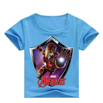 Letné Cartoon Marvel Avengers Iron Man Print T Shirt Dieťa Boys Dieťa Deti Chlapci Dievčatá T-Shirts Oblečenie Bavlna Tees Batoľa Topy