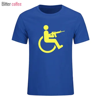 Letné Postihnutého, invalidného Vozíka Zbraň Bavlna T-shirt Mužov Bežné Krátky Rukáv TShirts a T Shirt Mužov Hip Hop v Tee Tričko