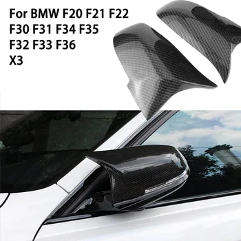 2 ks Uhlíkových vlákien Auto Spätné Zrkadlo Kryt Zozadu Bočné Krídlo Zrkadlo Pokrytie Čiapky vhodné Na BMW F20 F21 F22 F30 F32 F36 X1 M3