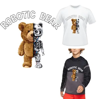 Big Patch Robot Medveď Železa-Na Škvrny Na Oblečení Cool Tepelné Nálepky Pruhy Na Oblečenie žehličky Na Prenos DIY Kotúča, Pre Textílie