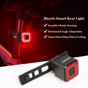 CXWXC Cestnej Bike Inteligentné Bezpečnostné zadné svetlo MTB Noc Cyklistické USB Nabíjanie Zadné Svetlo Smart Auto Požičovňa Brzdy Snímanie Flash Lampa