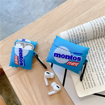 Montos Modrá Mint 3D Prípade AirPods 1 2 Pro Políčka Mäkké Silikónové Bezdrôtové Bluetooth Slúchadlá Chrániť Kryt Funda