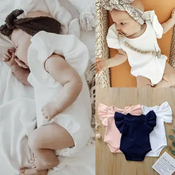 Novorodenca Baby Girl Prehrabať Jumpsuit Kombinézu Oblečenie Oblečenie Letné Bavlna Krátky Rukáv Dieťa Dievča Oblečenie 0-18 M
