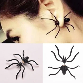 1pcs New Horúce Módne Ženy 3D Black Spider Kúzlo Ucho Stud Náušnice Matné Spider Šperky Darček Európskej Halloween Kvapka Loď