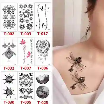 10 list Arm Tattoo rukáv fashion india kvetinový vzor, nepremokavé čiernej ruže kvet Unisex Sexy Dočasné tetovanie nálepky