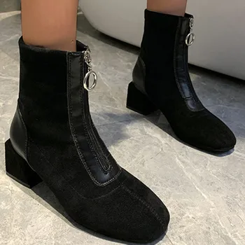 CHAMSGEND ženy členková obuv plus veľkosť semiš šitie dámskej topánky teplé zimné topánky všestranný farbou botičky snow topánky