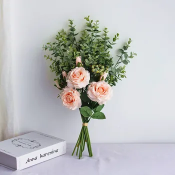 Luxusná veľká Dahlia kytice hodváb Umelé kvety flores pre svadobné dekorácie mariage babyshower biela falošné Kvet
