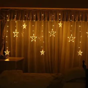 LED Star Light String Vianočné Osvetlenie Festival String Svetlá Star Opony Svetlo Svadobné Domov Miestnosti Dekorácie