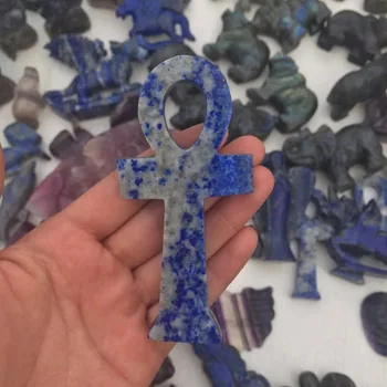Prírodné Lapis lazuli rock kameň, ručne vyrezávaný kríž Drahokam Wicca pre Meditácie, Liečenie ako darček
