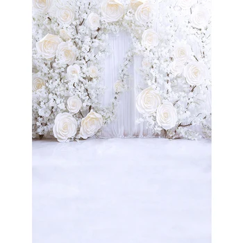 Digitálne Tlačené Šampanské Ruží Biele Záclony Kvety Stenu Pozadie Svadobné Fotografie Valentines Day Party Foto Pozadia