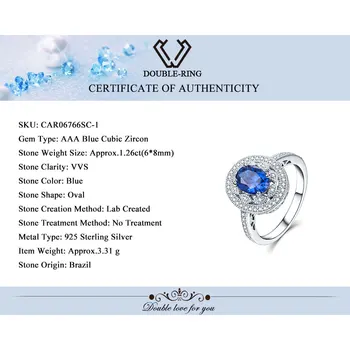 DVAKRÁT R Šterlingov Strieborné Šperky, Svadobné Zapojenie 925 Silver Vytvorené Sapphire Vintage prsteň Jemné Šperky Prstene pre ženy