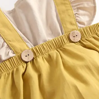 Letné Baby Girl Remienky Novorodenca Oblečenie Batoľa Svetlice Rukáv Dvoch Farbách Dizajn Romper Jumpsuit Čela Dizajn One-Kusy